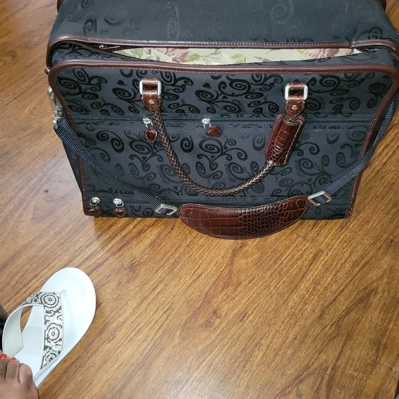 Brighton Travel Collection U 270960 Overnight Travel Bag Brown Leather Trim - Picture 3 of 6